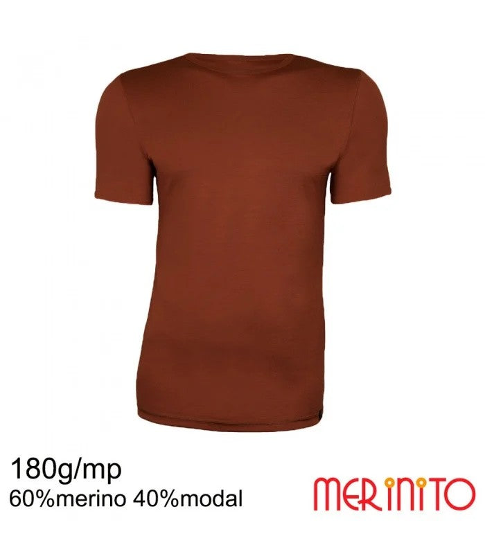 Tricou Bărbați Merinito 180g – 60% Lână Merinos & 40% Tencel Modal-Russet Brown