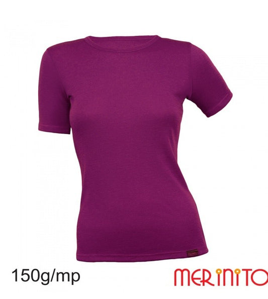 Tricou Damă Merinito 100% Lână Merinos de 150g-Magneta
