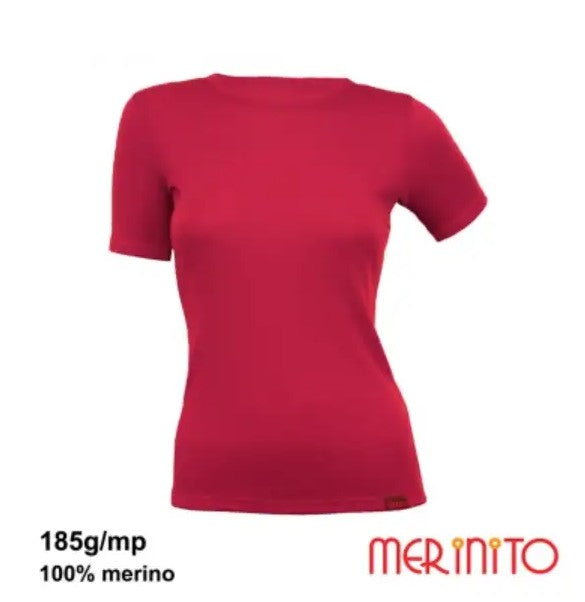 Tricou Damă Merinito 100% Lână Merinos de 185g – Rose Red