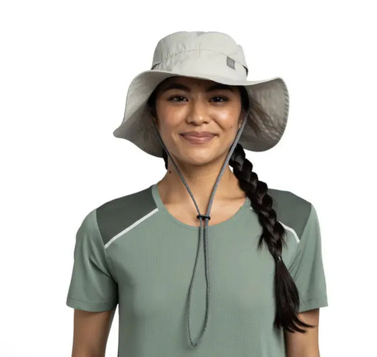 Pălărie de Soare pentru Drumeții BUFF Explore Booney Hat, Protecție UPF 50, Gri Deschis (Solid Light Grey)