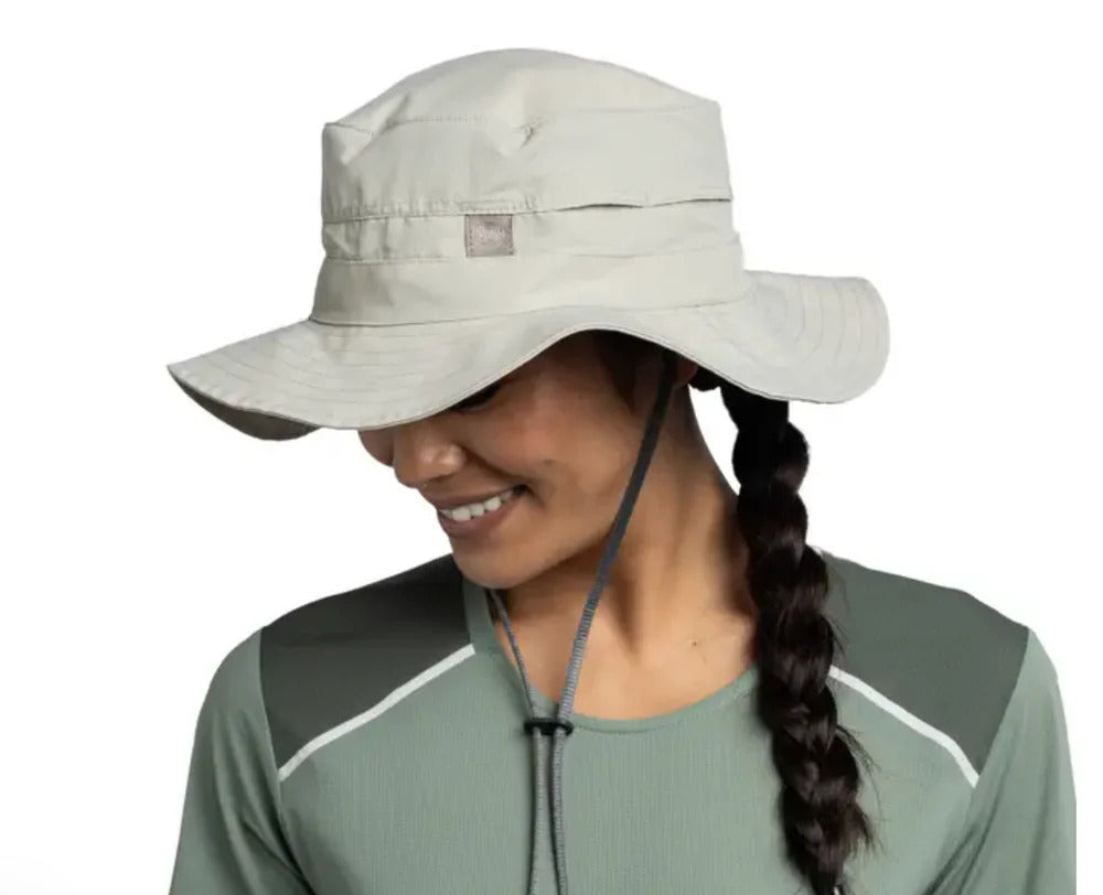 Pălărie de Soare pentru Drumeții BUFF Explore Booney Hat, Protecție UPF 50, Gri Deschis (Solid Light Grey)