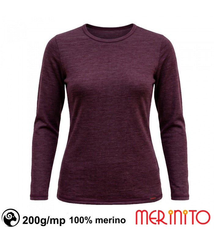 Bluză damă Merinito 200g, 100% lână merino extrafină dark red
