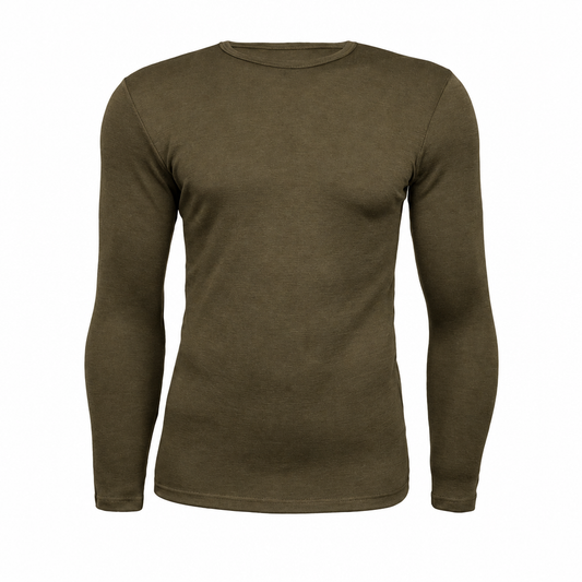 Bluză pentru bărbați Merinito 200g în culoarea Olive Bran, pe fundal alb