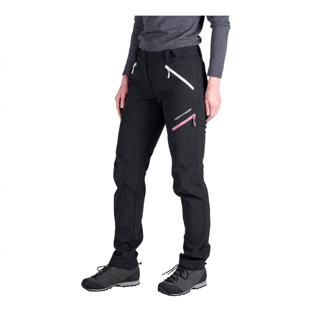 Pantaloni NORTHFINDER cu fermoar roz pe fundal alb