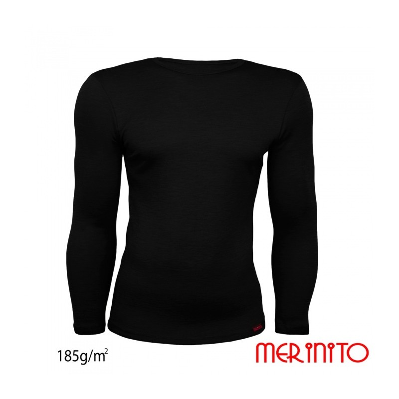 Bluza barbati Merinito 185g 100% lana merinos black